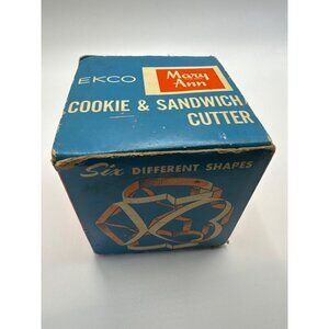 EKCO Mary Ann Metal Cookie Sandwich Cutter in Box 6 Shapes in box